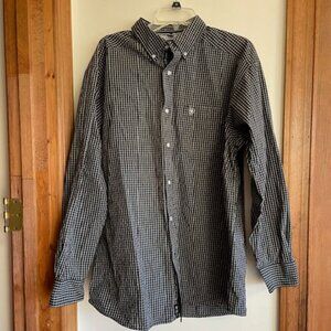 ARIAT Pro Series Classic Fit Black Gray White Check Long Sleeve Shirt XL